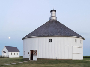 The Round Barn, School & Moon